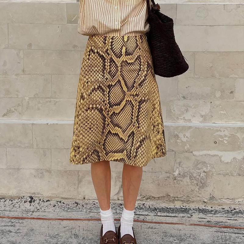 Snake Printed Straight Skirt For women High Waist Loose Long Skirt Ins Hot Streetwear Female Skirt Summer New 2026