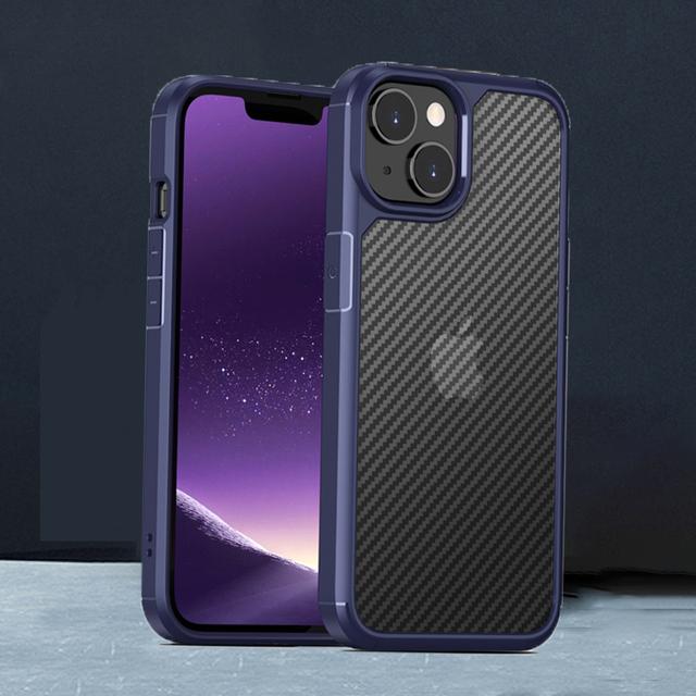 

Сверхмощный матовый чехол из углеродного волокна для Iphone 14 14pro 14max 13 Mini 12 11 Pro Max X Xs Xr 7 8 Plus противоударный прочный защитный чехол синий
