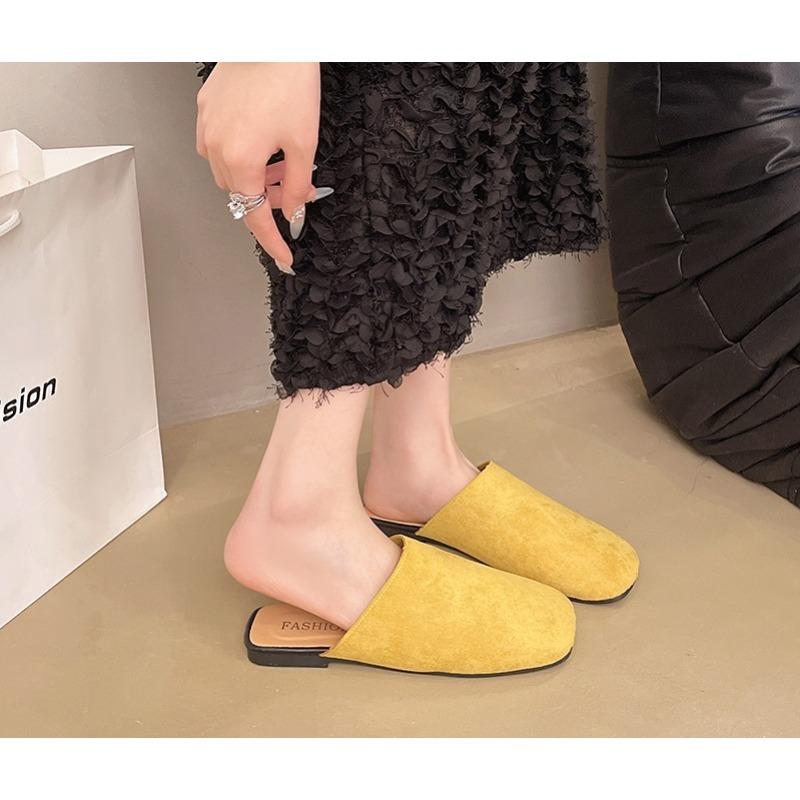 2026 Herbst Damen Flache Schuhe Mode Runde Spitze Slip-on Mules Schuhe Weicher Flacher Absatz Outdoor Lässig Kleid Sandalen Schuhe