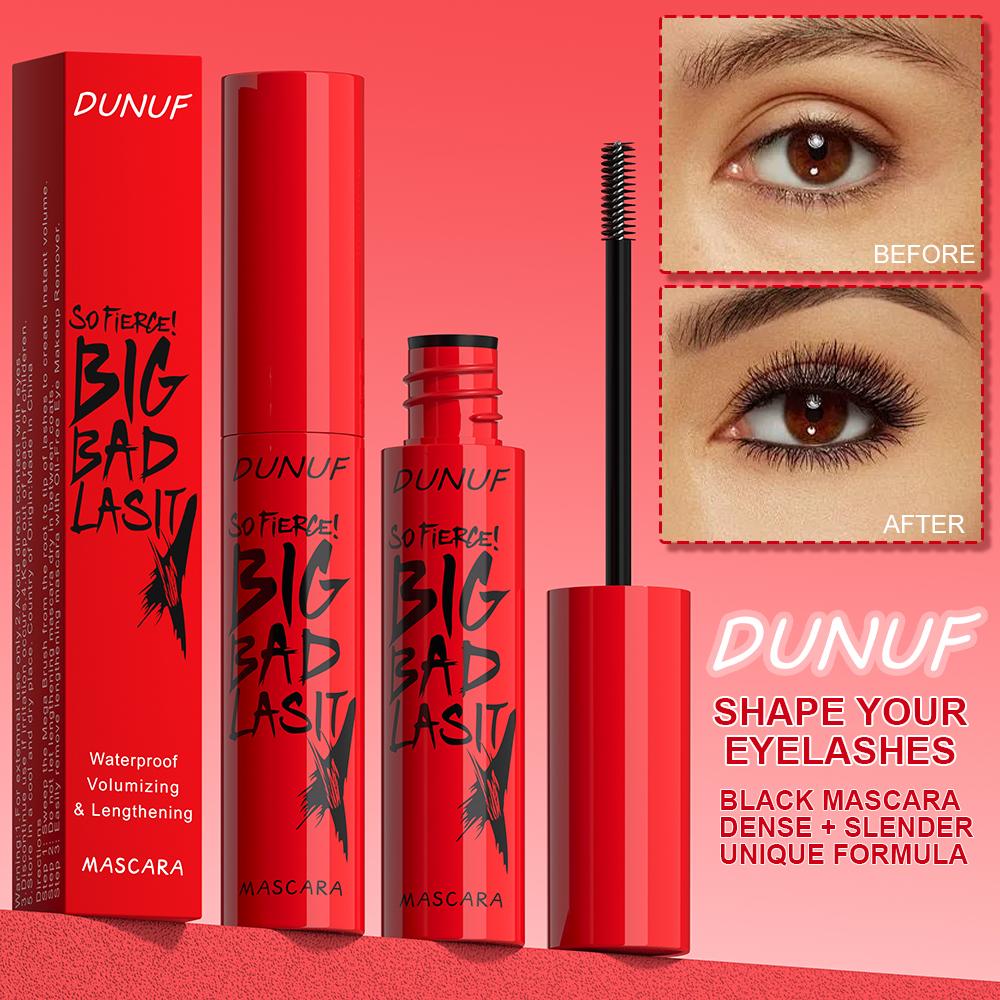 DUNUF 1 Pcs Long Lasting Mascara Thin Thick Waterproof Curl Does Not Easily Stain Sweat-proof and Non-smudging Beginner Friendly