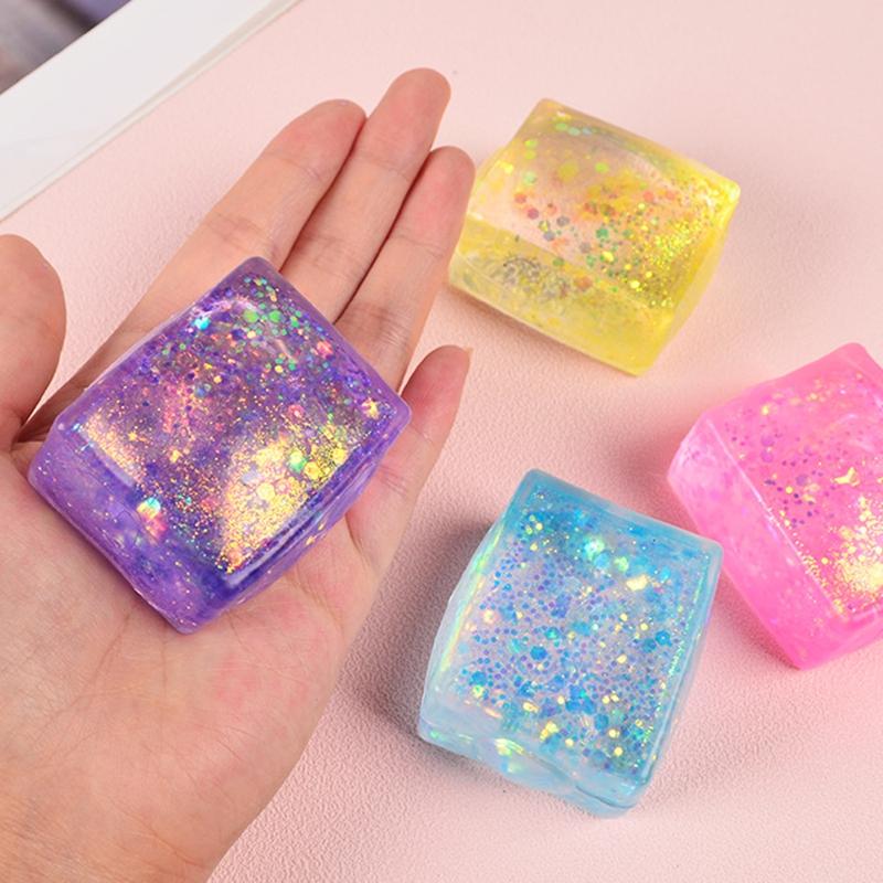 Toys Toys Squishy Maltose Simulated Tofu Sequin Ice Cubes Stress Relief Slow Rebound Squeeze Anti Stress Sensory Fidget Adults