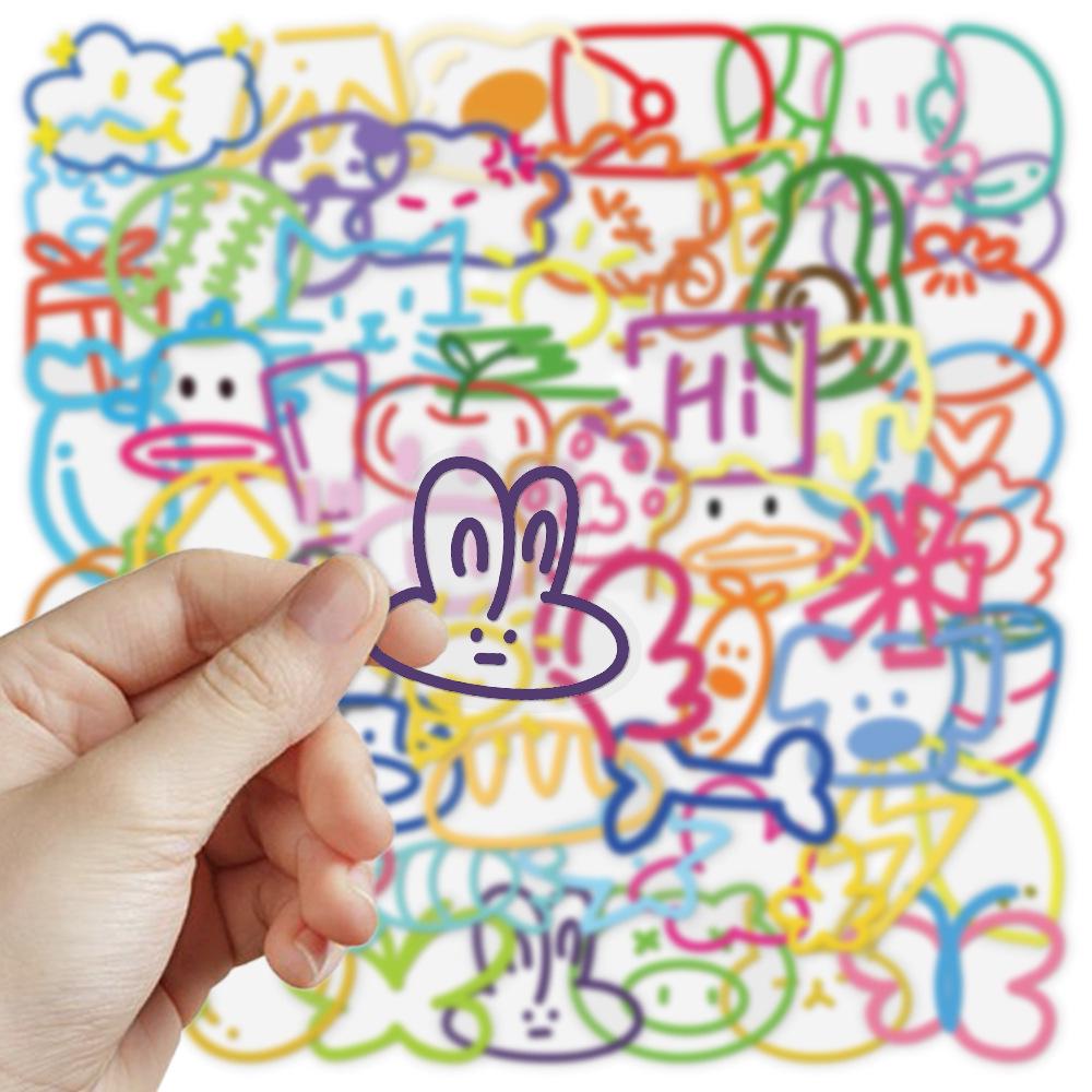 60 Waterproof Dopamine Graffiti Stickers for Decor