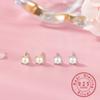 925 Sterling Silver Four-Prong Pearl Stud Earrings Minimalist Hypoallergenic Jewelry for Women