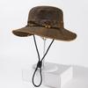 Unisex Sun Hat Spring Summer Casual Bucket Hat Outdoor Hiking Fishing Cap 8cm Wide Brim with Windproof Rope Adjustable Hat