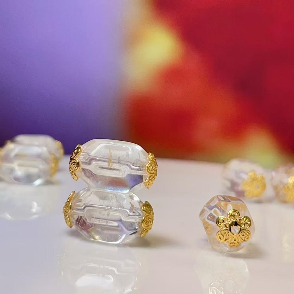 5Pcs, Healing Crystal Beads, Boho Handcrafted Energy Natural Stone Clear Quartz Beads for Jewelry Making DIY Necklace Accessories, Unisex Craft 9×14mm