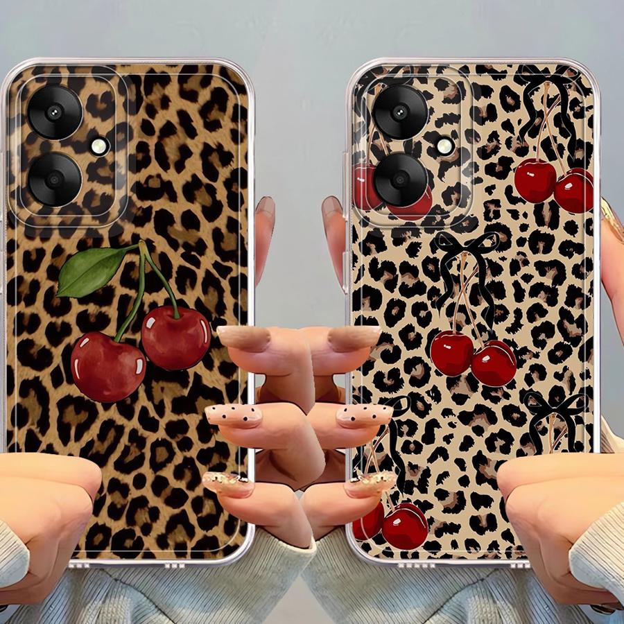 Leopard-patterned Cherry Case for Xiaomi Poco X3 NFC X3 Pro Soft Phone Cover