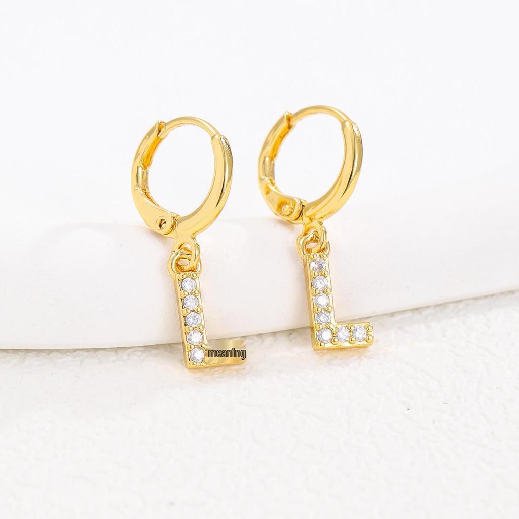 Personalized Round Ear Cuff Earrings: 26 Letters Rhinestone Inlaid, Gold & Silver for Women