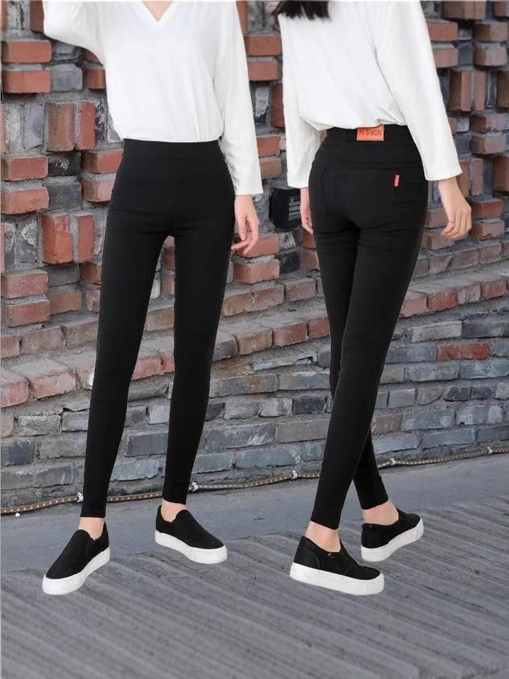 Southeast Asia Exclusive Plus Size Women's Black Elastic Skinny Pants