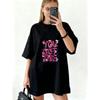 Oversized T-Shirt Dress Black You Got This Floral Text Print Casual Wear For Women