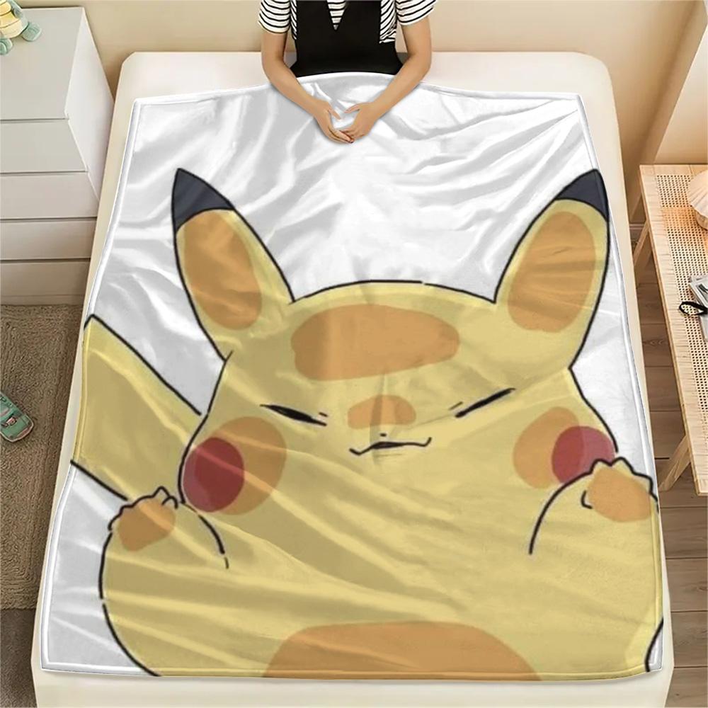 Pikachu Home Print Flannel Blanket Comfortable for Sofa Bed Couch and Travel.-TING