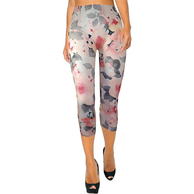 

[ENYA-KARIN] printed leggings 3/4 length STAMPA floral rose M