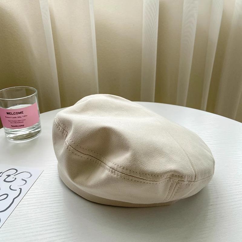 Ricygvm Solid Color Plain Color Beret Korean Girls Painter Artist Hat Trendy Fashionable Women Octagonal Cap Thin Cotton Beanies Bonnet Retro Berets