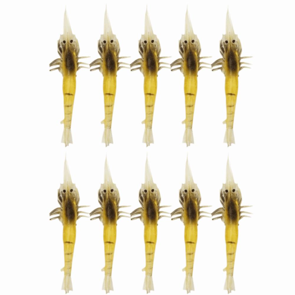10PCS Leurres Crevettes PVC Leurres Souples de Pêche Appâts Crevettes Durables Pêche au Bar
