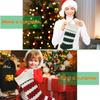 1Pc Christmas Stocking Knitted Red Green White Striped Large Capacity Reusable Xmas