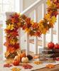 Halloween Artificial Vines Red Black Autumn Maple Leaves Fake Garland For Home Christmas Thanksgiving Party Fireplace Fall Decor