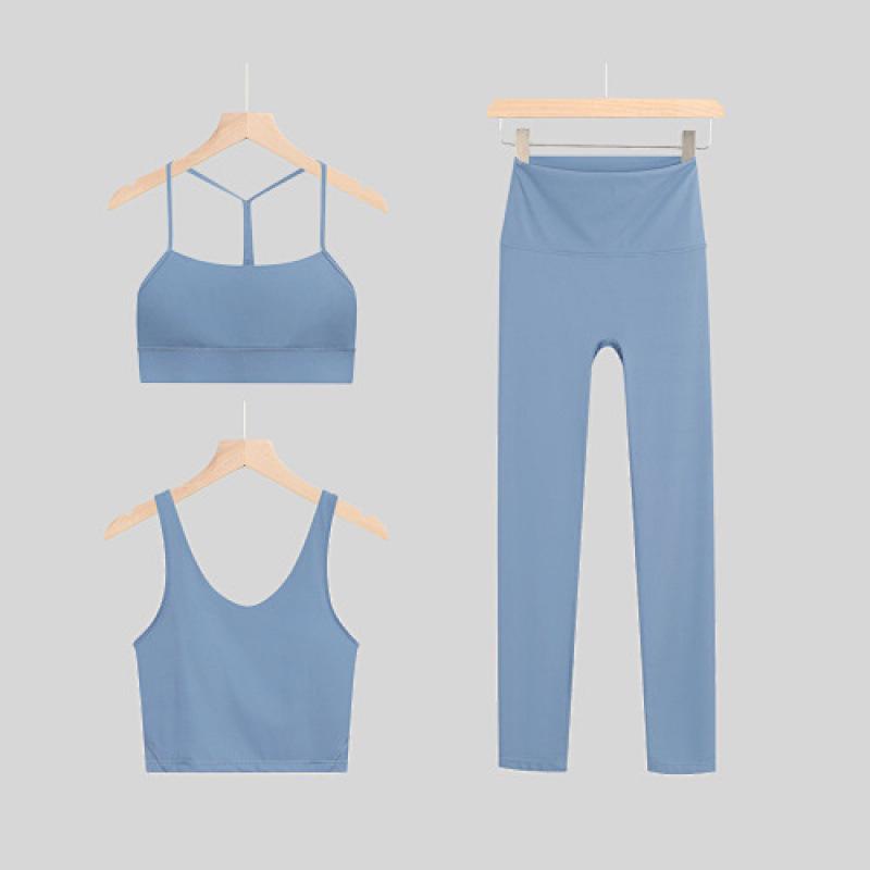 LULU Original Three-Piece Yoga Set: Beautiful Back Y/U-Shaped Vest & Quick-Dry, Breathable Nine-Point Pants for Women