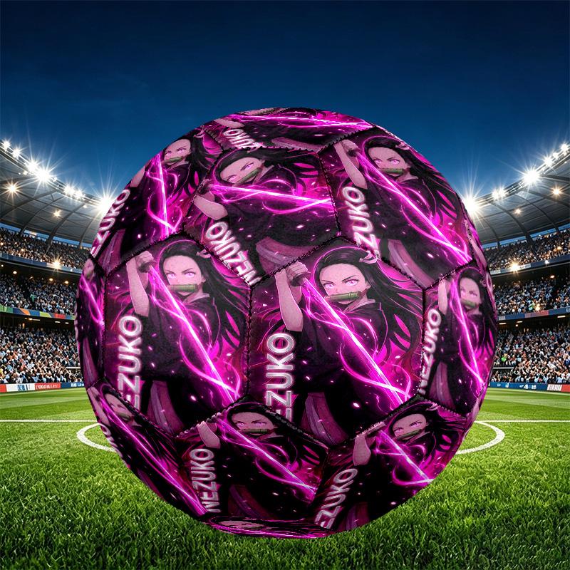 Demon Slayer Print Size 5 Soccer Ball, PU Wear Resistant Football for Match Training and Daily Practice, Birthday Gift for Soccer Fans