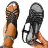 European and American foreign trade large size flat-bottom buckle open-toed sandals women's retro style cross belt light beach cool slippers