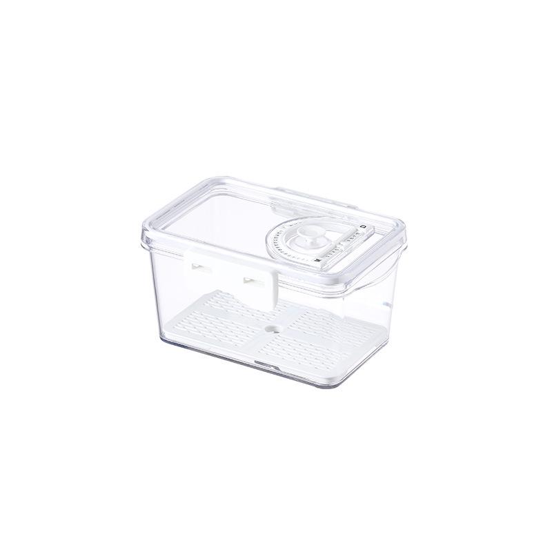 High-Transparency Fruit & Veggie Container with Drainer & Timer - Food Grade Storage Box for Freshness in Kitchen