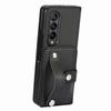 Card Slot Phone Cover for Samsung Galaxy Z Fold5 5G,PU Leather+PC Wristband Kickstand Cell Phone Case