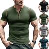 Summer Sports Fitness Slim Fit Breathable Men's Short Sleeve T-Shirt European and American Men's Muscle Henry Shirt Men's T-Shirt