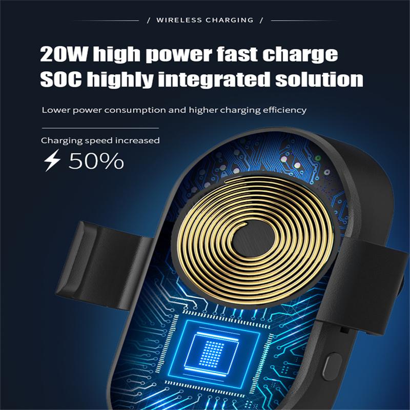 20W Wireless Car Charger Air Vent Mount Auto-Clamping Phone Holder Fast Charging