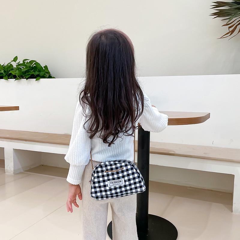 Stylish Korean Kids Mini Bag For Girls Vintage Canvas Tote Bag With Zipper Closure