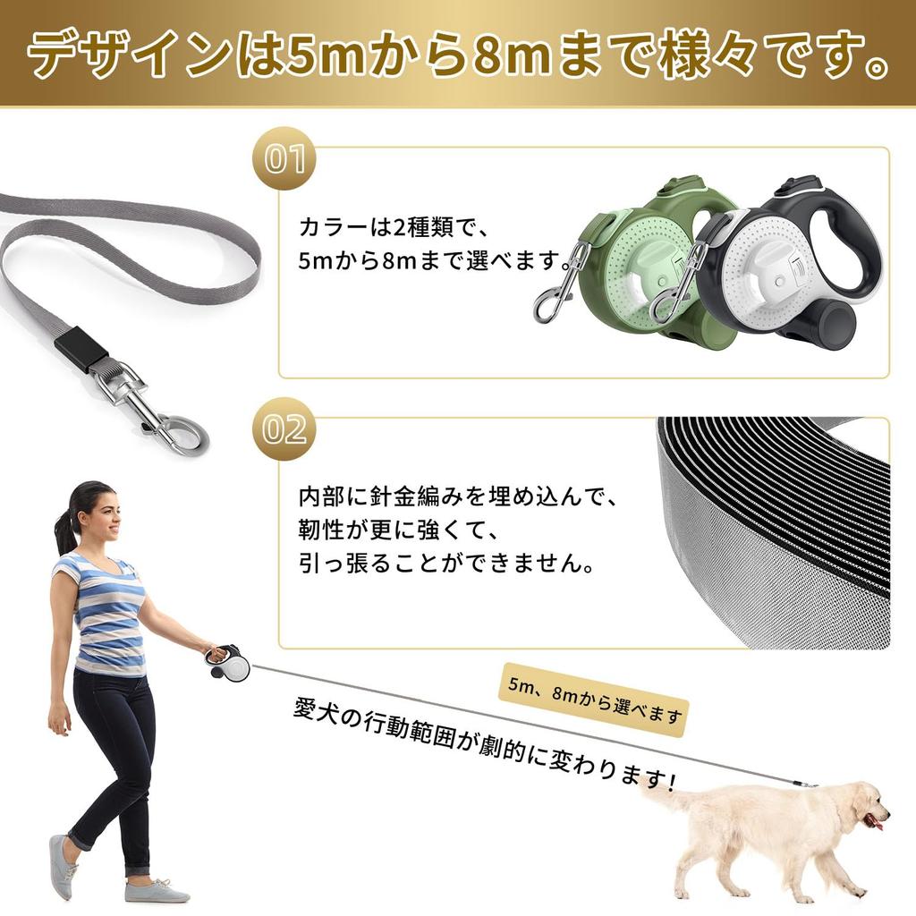 LIKOKLIN Dog Retractable Dog Automatic Winding Lead for Your Automatic Retractable Length 5m Suitable for Medium and Large Prevents Going Blue Lead,