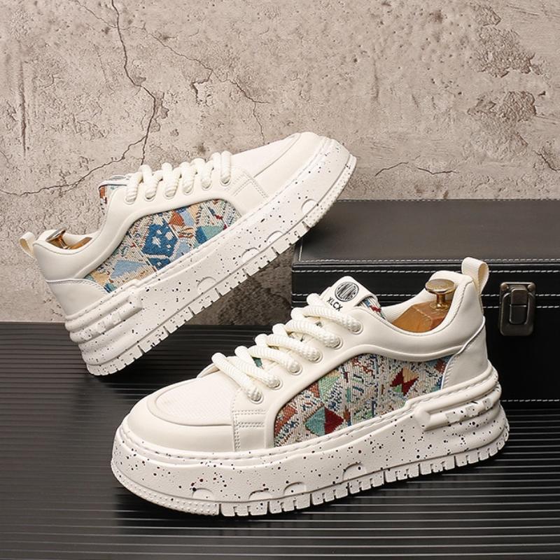 Fashion Trendy men's shoes, embroidered breathable mesh casual shoes, men's fashionable and versatile thick-soled board shoes b28