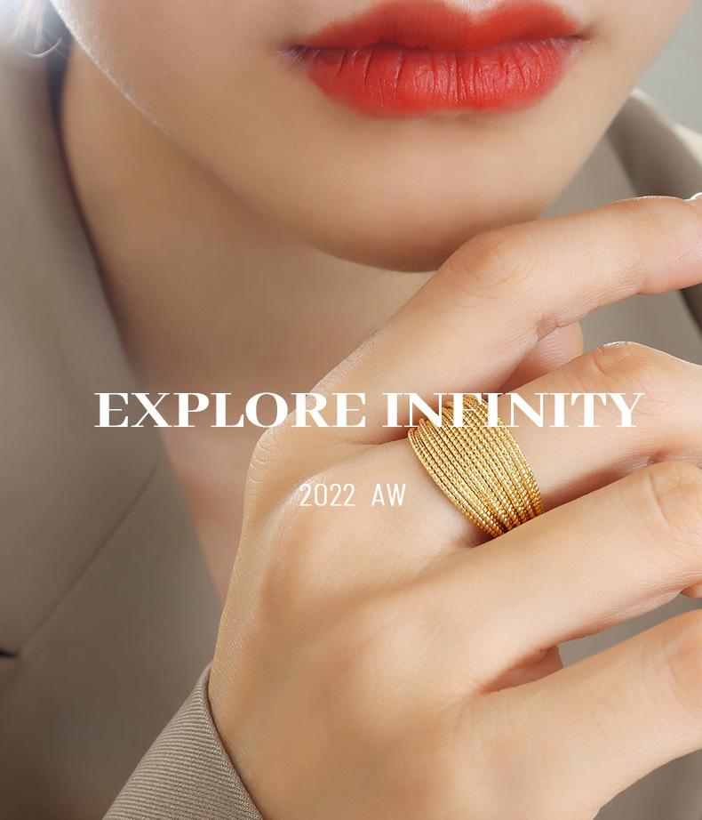 Square Sugar Multi-Layer Semicircle Copper Ring - European American Design, Women's Fashion Jewelry