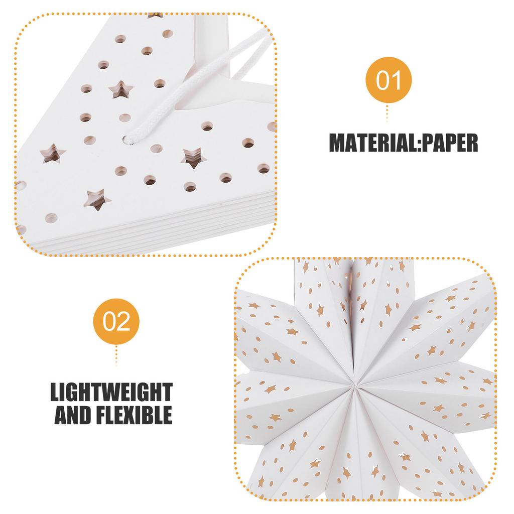 4Pcs Christmas Paper Star Lanterns Nine Pointed Hanging Paper Lamp Shade Foldable 13.76x5.11 Inch Holiday Party Wedding Decor