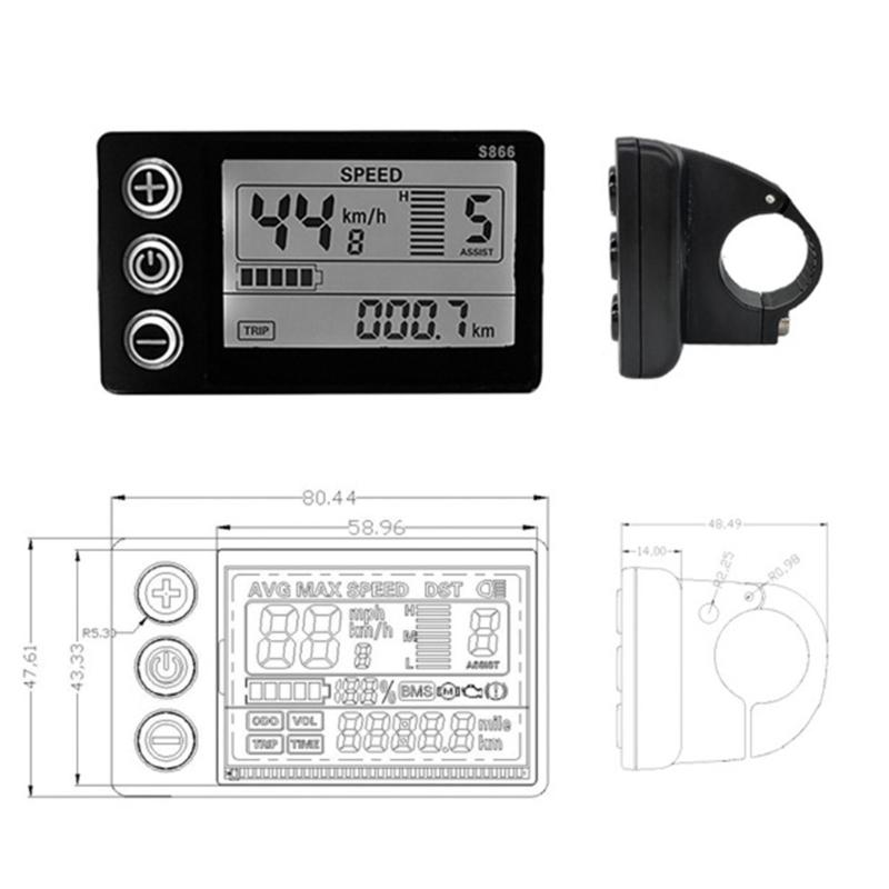 Electric Bike LCD Display Meter Waterproof Electric Scooters Panel Screen for Mountain Electric Bike Part