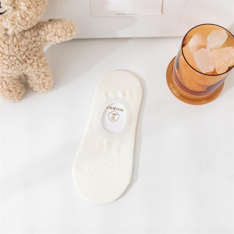 Invisible Socks Summer Thin Cartoon Smiley Face Bear Head Dispensing Non-Slip Boat Socks Shallow Mouth Invisible Can Not Fall Off With Cotton Socks