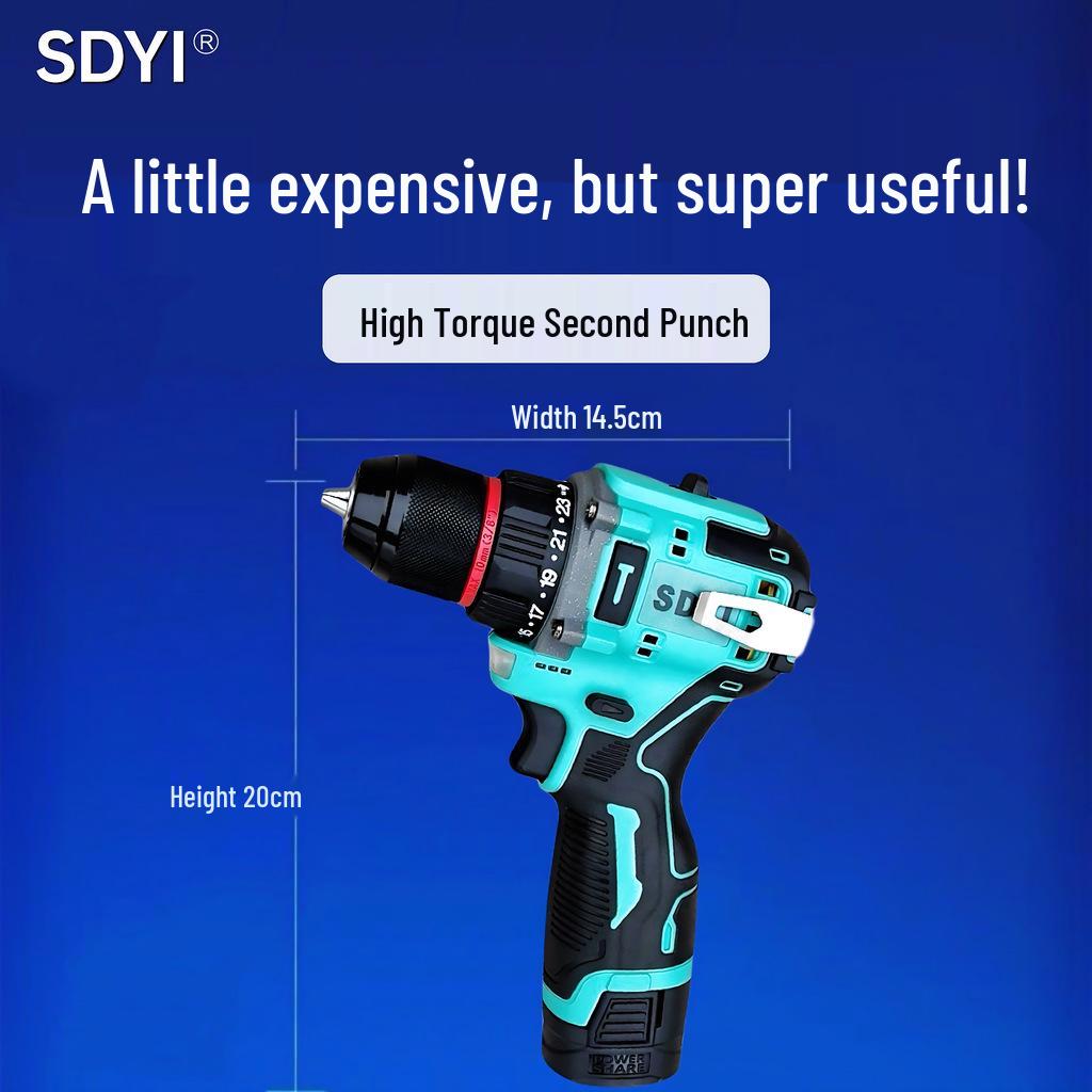 SDYI Pure Copper Brushless High Power Lithium Electric Drill & Multifunctional Screwdriver