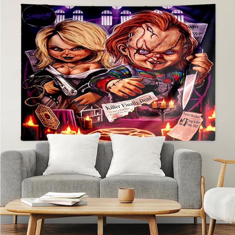 Chucky's Halloween Horror Tapestry Hanging for Bedroom,Livingroom, Playroom,Decor Art Room Wall Tapestry Holiday and Birthday Gifts