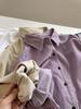 Korean Style Purple Corduroy Long Sleeve Casual Shirt Jacket