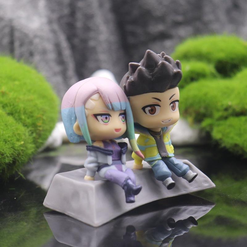 2pcs/Set Cute Cyberpunk Lucy Rebecca David Action Figure Toys Collection Model Toys Gifts