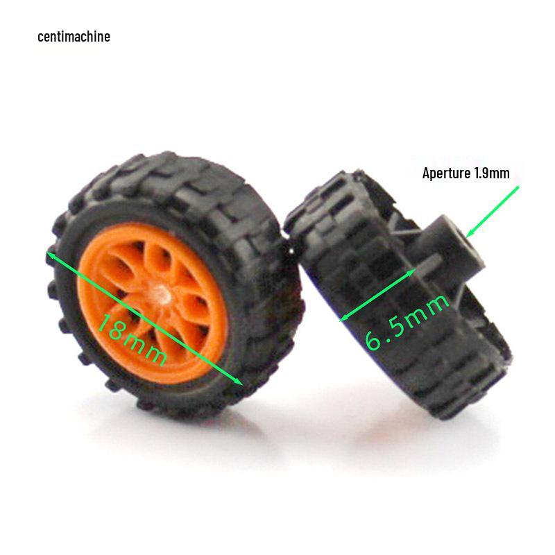 DIY Model Toy Car Wheels with 2mm Hole - Plastic Tires for Handmade Four-Wheel Drive Cars