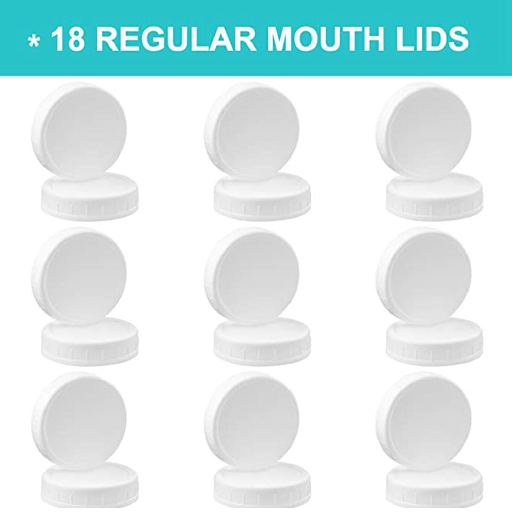 A84E-36 Pack Plastic Regular Mouth Mason Jar Lids For Ball, Kerr And More - Food Grade White Plastic Storage Caps