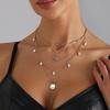 Zircon Star Pearl Pendant Necklace for Women Exquisite Multi-Layer Choker Stackable Collarbone Chains Vintage Versatile Jewelry