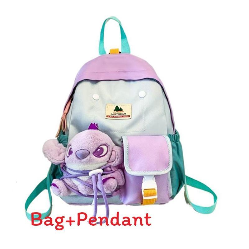 

Angel Doll Cartoon Color Blocked Kids Backpack With Ergonomic Shoulder Straps For School Use
