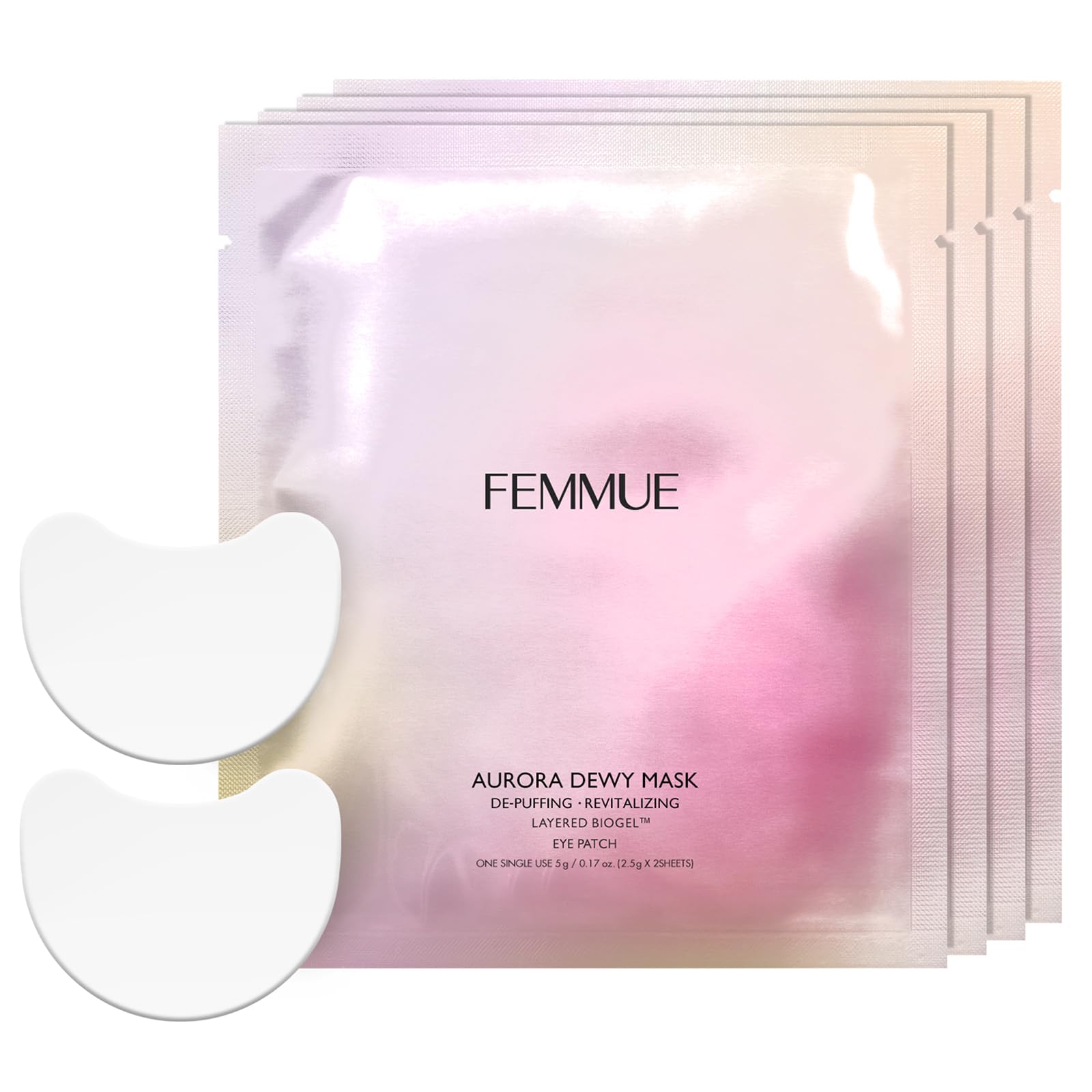FEMMUE Aurora Dewy Mask Патч-маска для глаз Маска-патч для глаз для лица Вокруг глаз Индивидуально осветляющая и Аутентичная японская 5 г x 4 листа [Интенсивный уход] Маска,