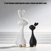 Confezione da 2 Coniglietti Pasquali Artistici Decorazione Festa di Primavera Scultura Figurina di Coniglio in Resina Bianco e Nero per Arredamento Casa