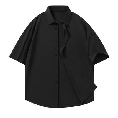 Summer Public Edition Shirt, Half Sleeved Thin Shirt, Men's Lapel, Solid Color Shirt, Loose Fit