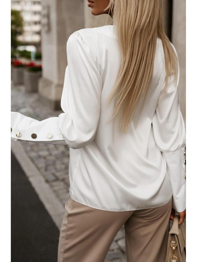 2024 Autumn Women's V-Neck Long Sleeve Button Shirt Top