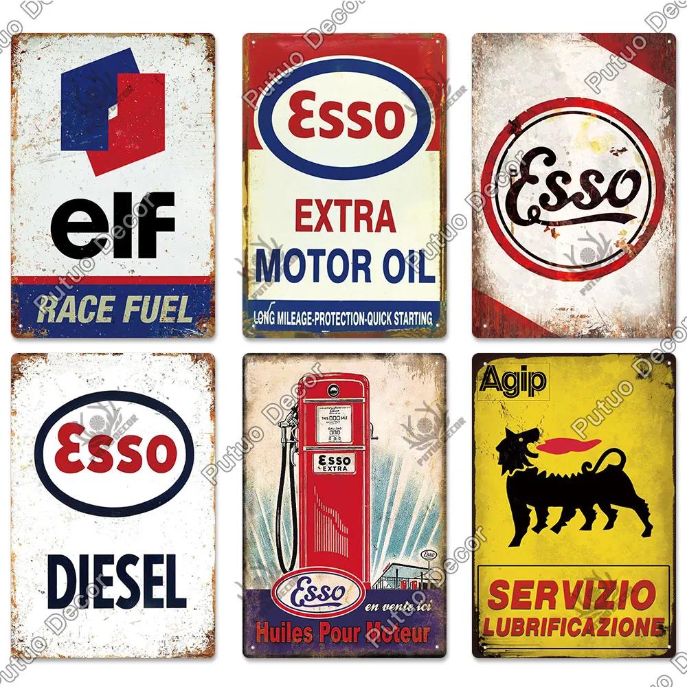 Putuo Decor Gas Oil Garage Vintage Metal Signs Tin Sign Retro Garage Decor Bar Pub Garage Gas Station Decorative Iron Plates