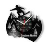Add Your Name Text Custom Vinyl Record Snowboarding Wall Clock Snow Mountain Landscape Home Decor Personalized Snowboarder Clock