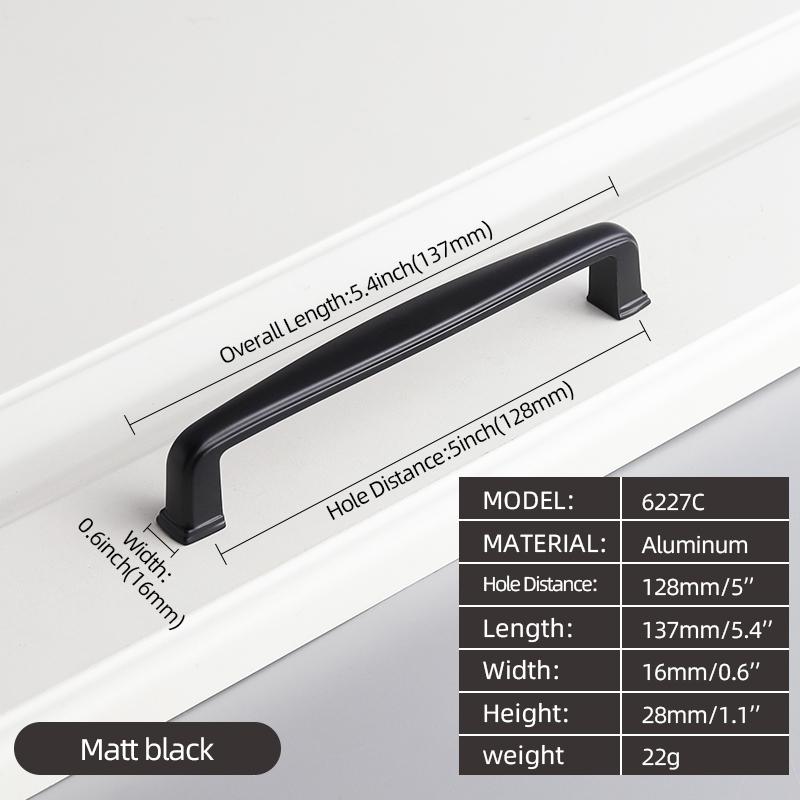 Oukali Hot Sales Modern Furniture Cabinet Handle Drawer Kitchen Wardrobe Dresser Matt Black Knob Handles
