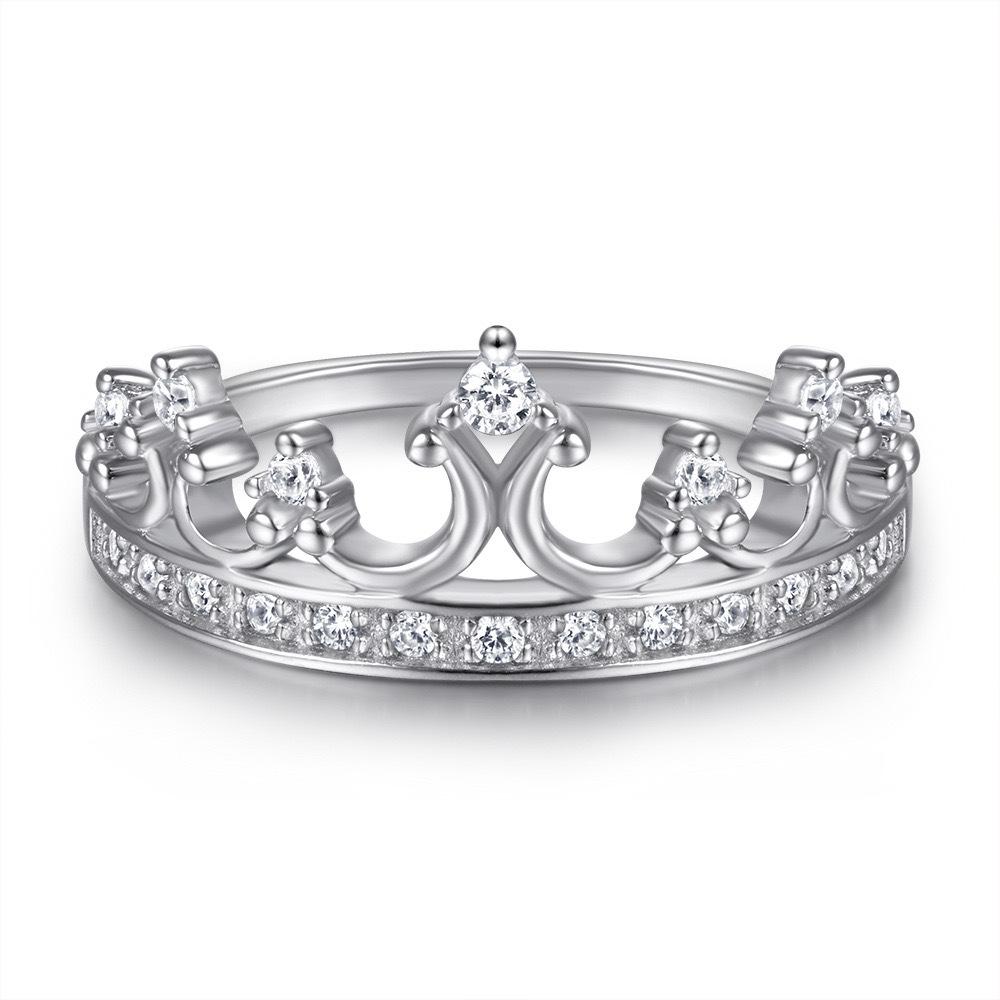 European and American New Rings, Trendy Fashion Crown Zircon Women s Rings, Personalized Design Niche Popular Jewelry 2026 Us-5 code платиновый
