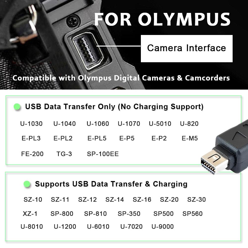For Olympus Camera USB Data Cord CB-USB5 CB-USB6 12Pin Cable E-PL3 E450 E400 SZ-14 U1070 SZ-31MR OM-D E-M5 TG-1 Camera Cable